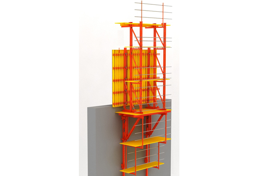 TECON Self-climbing formwork TSC 50 set 3D image in GGD structure